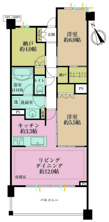 その他 2LDK+S（納戸）、専有面積70.25m2、バルコニー面積12m2
