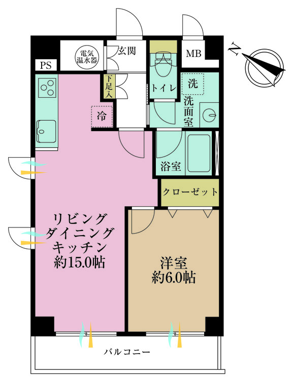 その他 1LDK、専有面積46.75m2、バルコニー面積6.6m2
