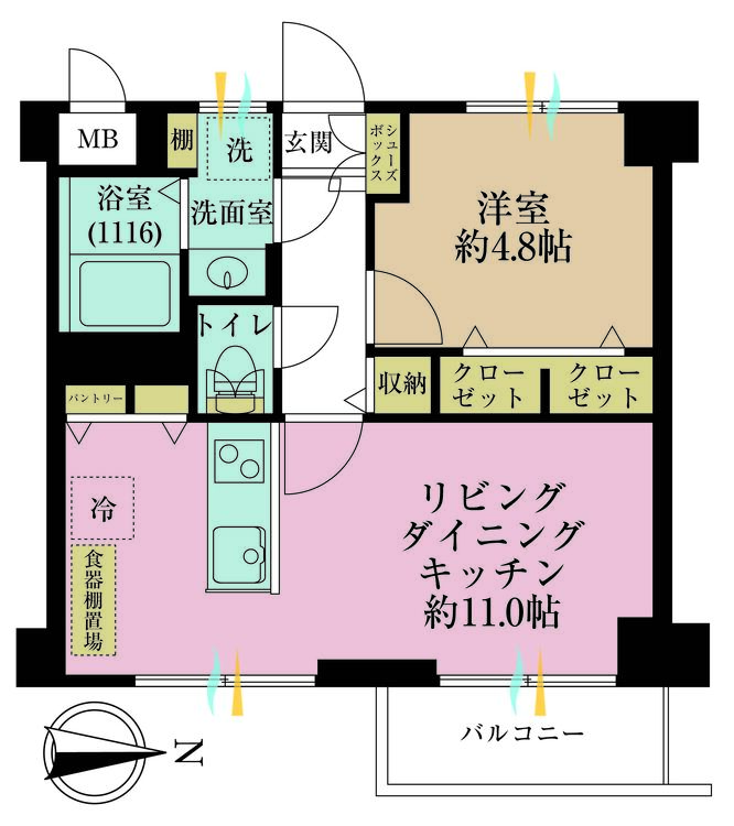 その他 1LDK、専有面積39.06m2、バルコニー面積2.72m2