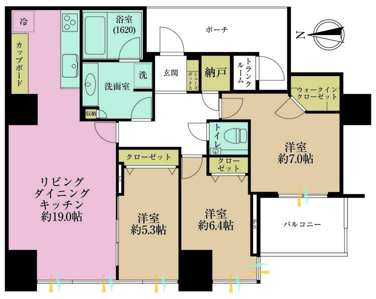 その他 3LDK、専有面積86.85m2、バルコニー面積6.1m2