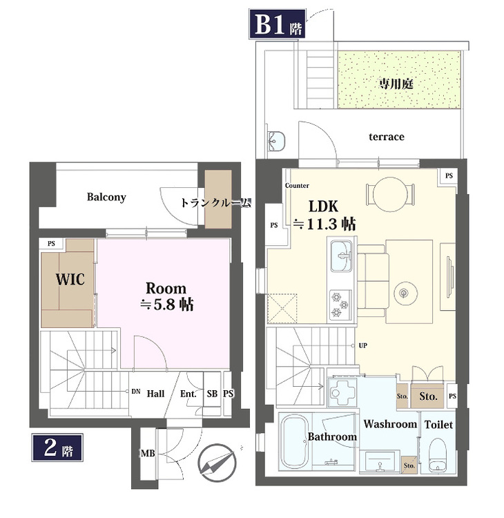 その他 1LDK、専有面積52.61m2、バルコニー面積5.66m2