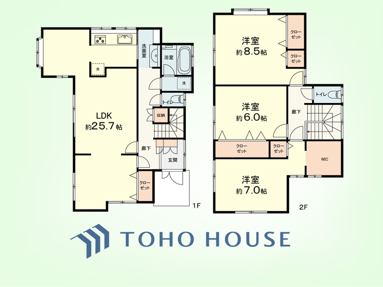 間取り 3LDK　土地面積221.90平米、建物面積118.41平米
