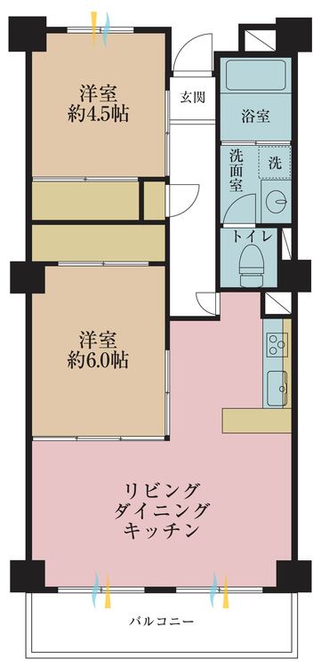 その他 2LDK、専有面積62.01?、バルコニー面積6.85? 