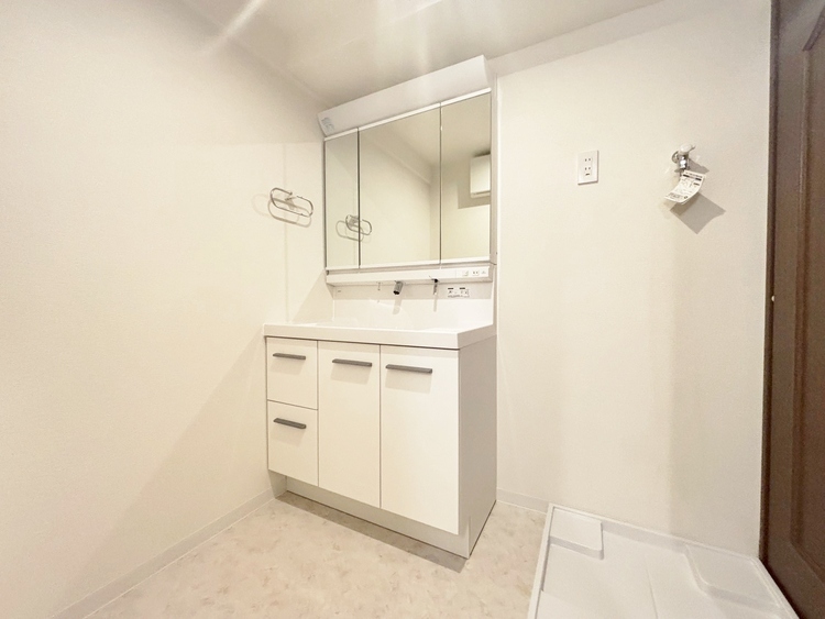 洗面 何かと物が増える場所だからこそ、スッキリと見映えの良い空間に。