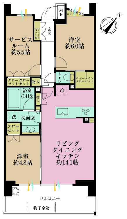 その他 2LDK+S（納戸）、専有面積66.33m2、バルコニー面積10.71m2