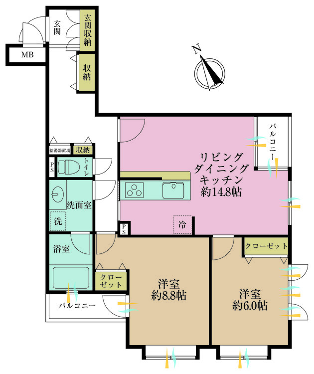 その他 2LDK、専有面積75.27m2、バルコニー面積4.43m2