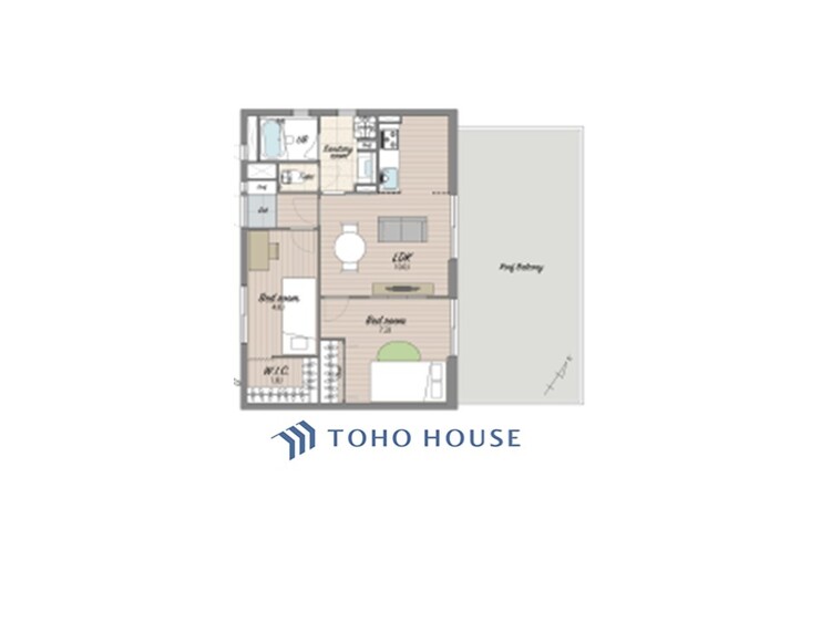 間取り ◆居心地のいい暮らし◆には欠かせない眩い採光。ゆったりとした幅の窓からこの空間に降り注ぐ採光が絶えない。明るいリビングこそ居心地のいい暮らしが待っているのだと思う。