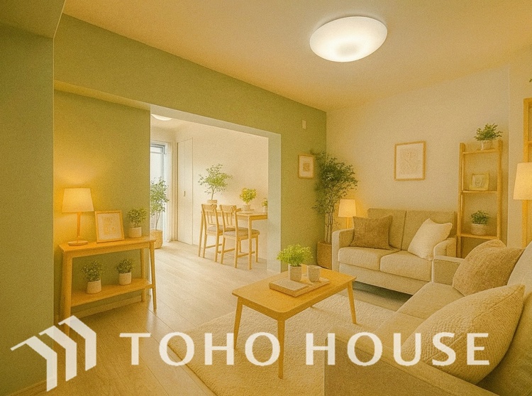 内装 ＊配置してある家具や小物はCGによるイメージ画像です。叶えたかったのは落ち着きのあるナチュラルな風合い、そして開放感があるリビング。