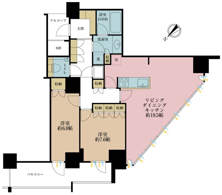 その他 2LDK、専有面積82.71m2、バルコニー面積12.52m2