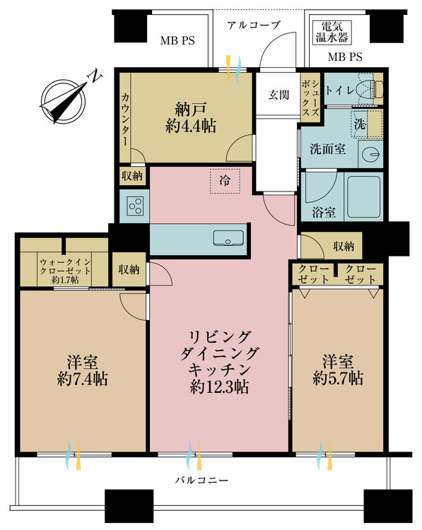 その他 2LDK+S（納戸）、専有面積69.86?、バルコニー面積11.38? 