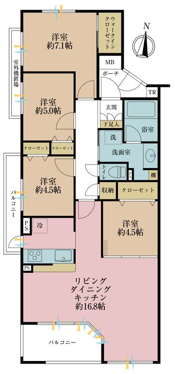 その他 4LDK、専有面積90.51m2、バルコニー面積10.01m2