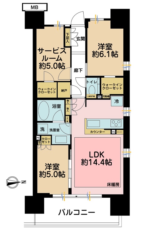 その他 2LDK+S（納戸）、専有面積68.26m2、バルコニー面積10.68m2