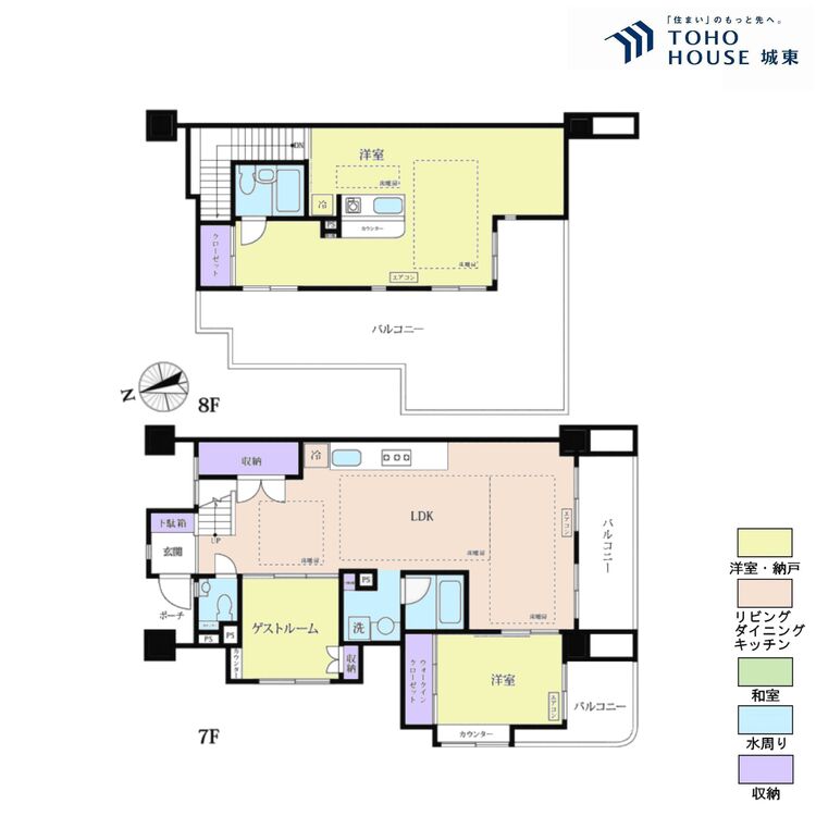 間取り ２ＳＬＤＫ、専有面積１２３．０２平米、バルコニー面積４６．２１平米