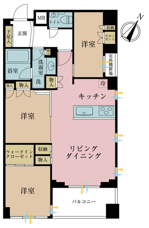その他 3LDK、専有面積72.37?、バルコニー面積7.41? 