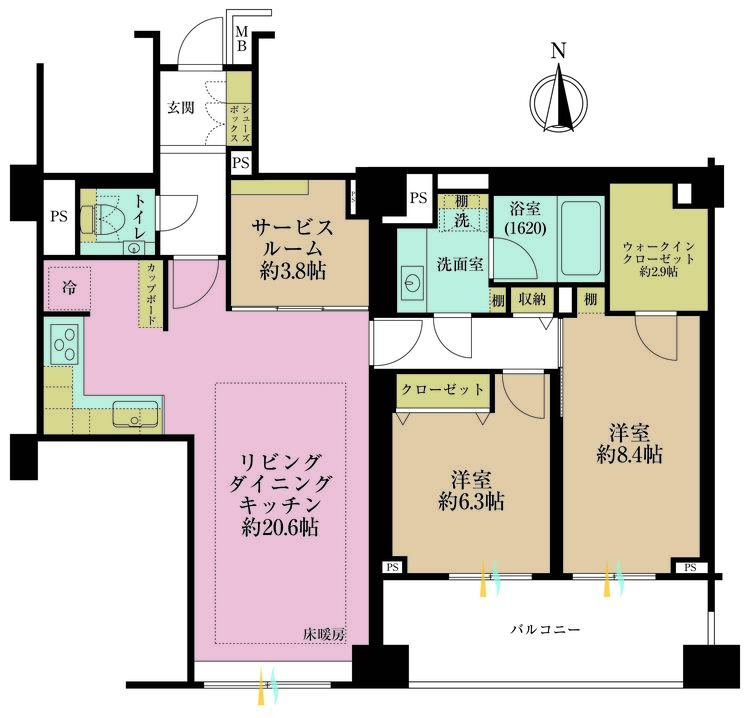 その他 2LDK+S（納戸）、専有面積94.54m2、バルコニー面積12m2