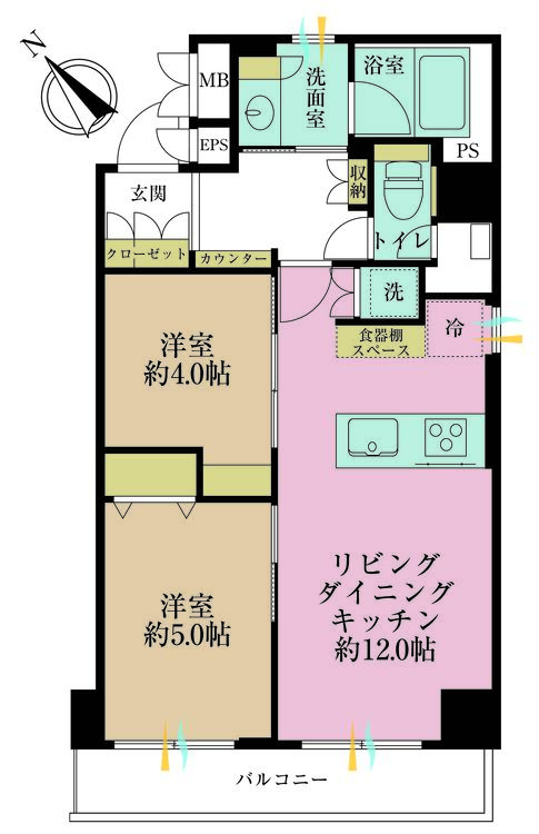 その他 2LDK、専有面積50.22m2、バルコニー面積6.34m2