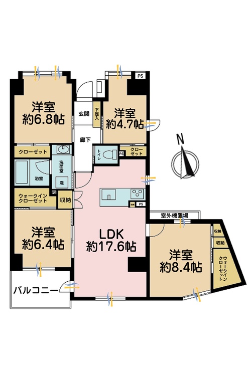その他 4LDK、専有面積96.22m2、バルコニー面積6.35m2