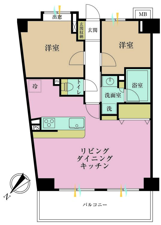 その他 2LDK、専有面積58.22m2、バルコニー面積9.9m2