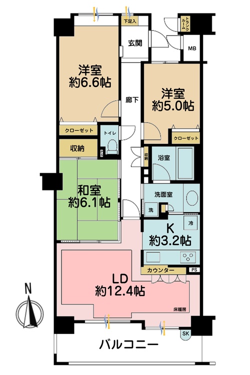 その他 3LDK、専有面積75.84m2、バルコニー面積10.51m2