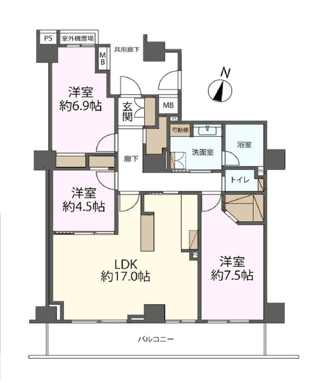 その他 3LDK、専有面積82.5m2、バルコニー面積13m2