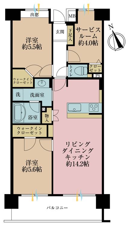 その他 2LDK+S（納戸）、専有面積65.28m2、バルコニー面積9.12m2