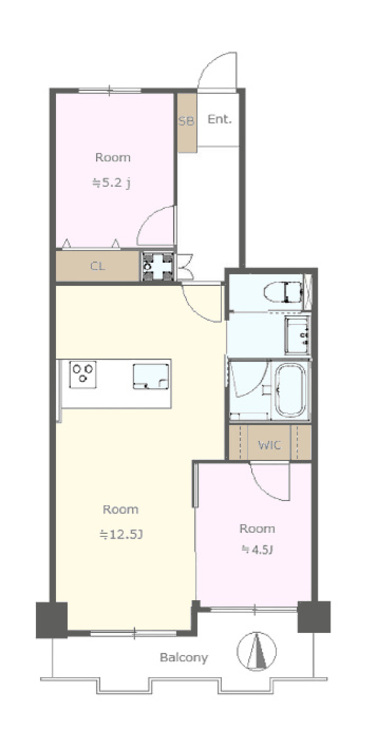 その他 2LDK、専有面積55.18m2、バルコニー面積7.13m2