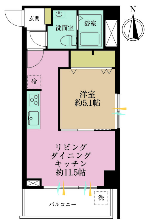 その他 1LDK、専有面積38.25m2、バルコニー面積4.1m2