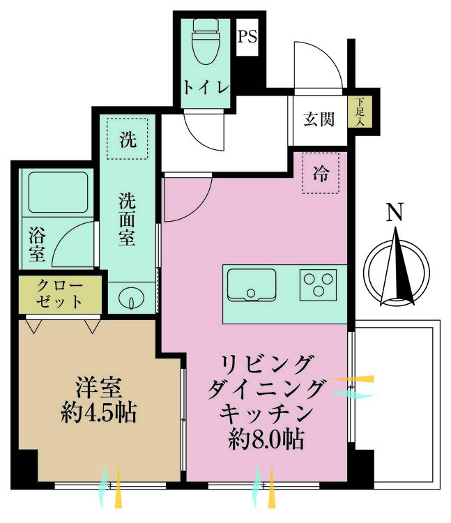 その他 1LDK、専有面積37.84m2、バルコニー面積2.64m2