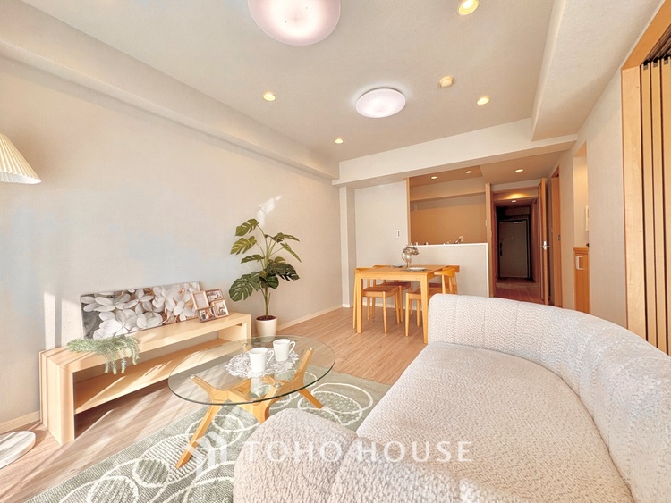 内装 ここにはみんなが集い、食事と楽しい会話が始まる。話に夢中になりすぎて、ついつい時を忘れ夜半過ぎになってしまう。そんな束の間の幸せを感じさせてくれる場所でありたい。