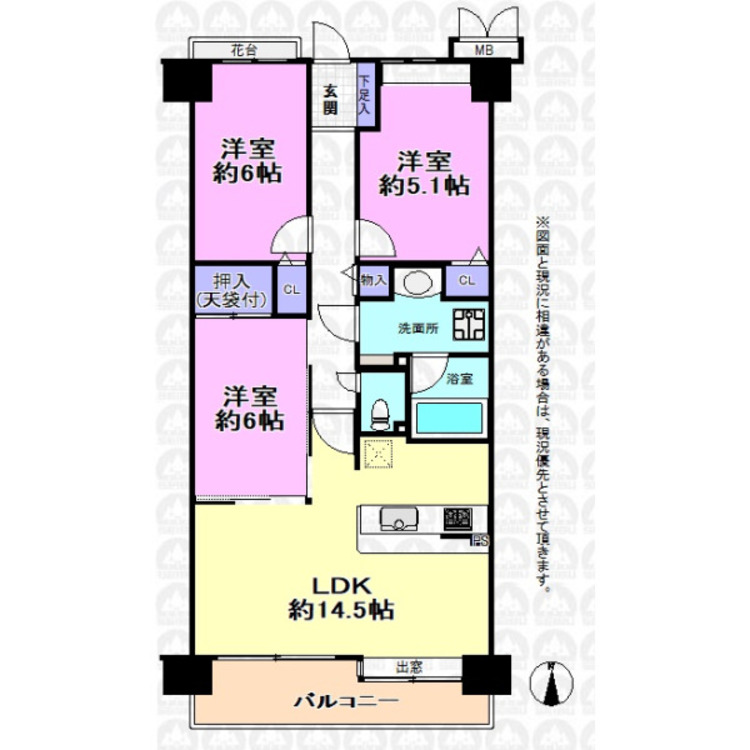 間取り 空室ですのでお気軽にご内覧出来ます！