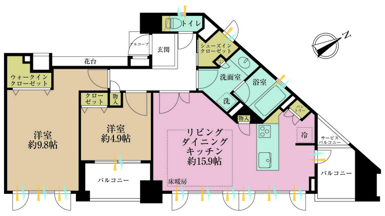 その他 2LDK、専有面積72.23m2、バルコニー面積8.09m2