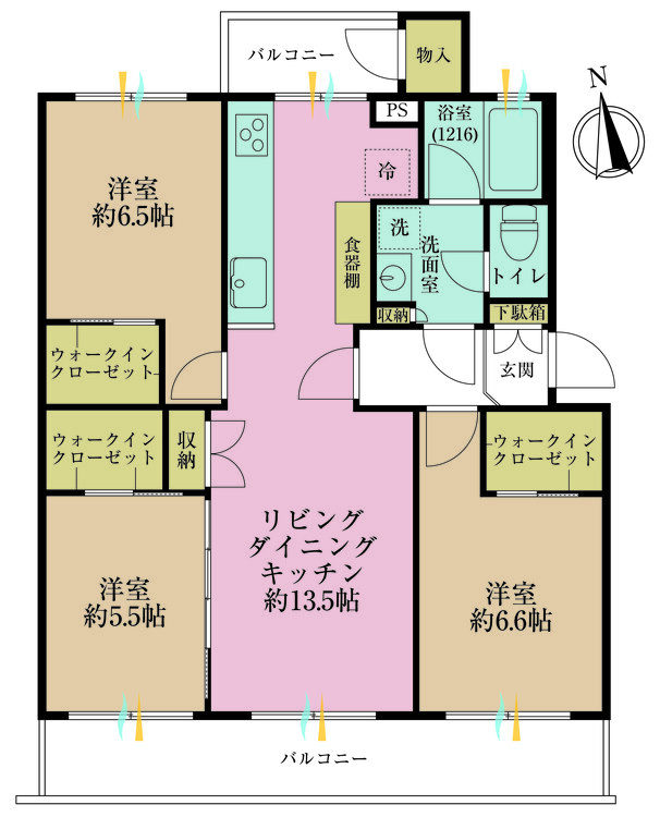 その他 3LDK、専有面積72.86m2、バルコニー面積12.05m2