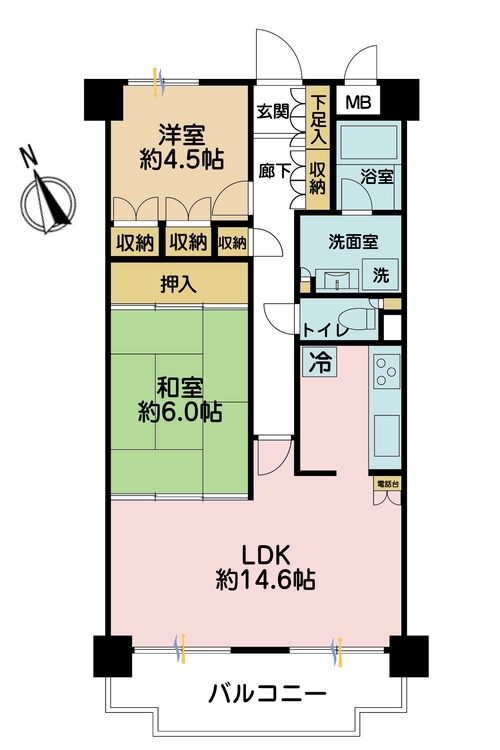 その他 2LDK、専有面積61.04m2、バルコニー面積7.85m2
