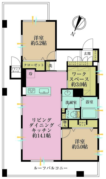 その他 2LDK+S（納戸）、専有面積61.56m2