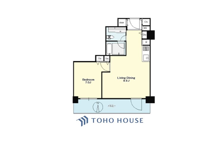間取り ◆居心地のいい暮らし◆には欠かせない眩い採光。ゆったりとした幅の窓からこの空間に降り注ぐ採光が絶えない。明るいリビングこそ居心地のいい暮らしが待っているのだと思う。