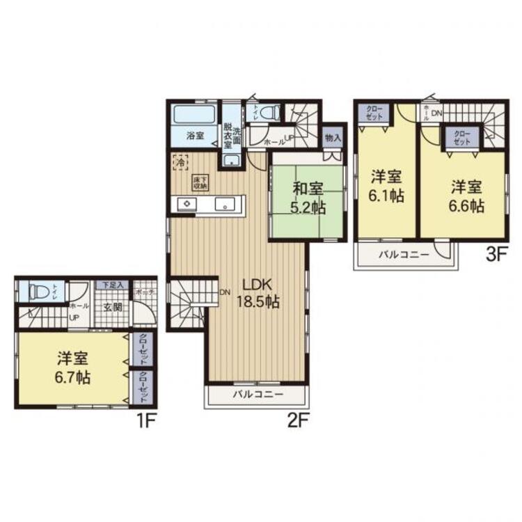 間取り 【間取り図】LDKが18.5帖の広々とした間取りです。