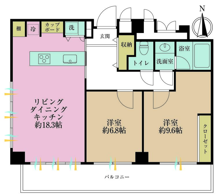 その他 2LDK、専有面積74.23m2、バルコニー面積1m2