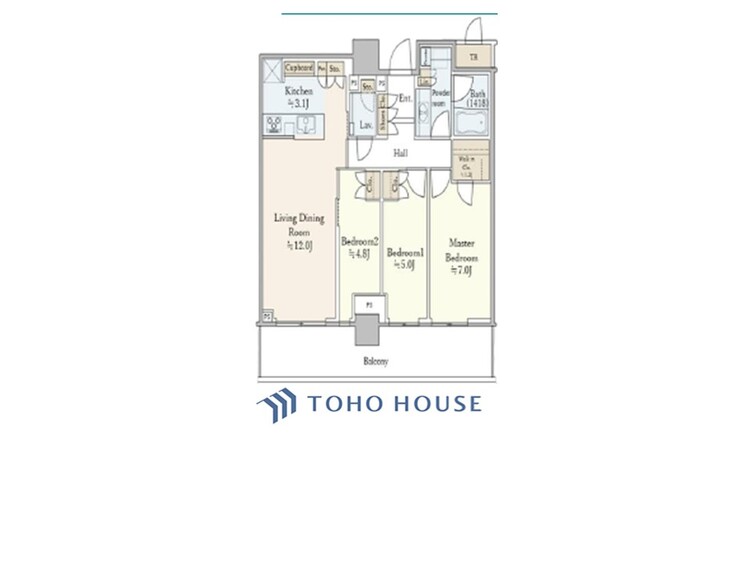 間取り ◆居心地のいい暮らし◆には欠かせない眩い採光。ゆったりとした幅の窓からこの空間に降り注ぐ採光が絶えない。明るいリビングこそ居心地のいい暮らしが待っているのだと思う。