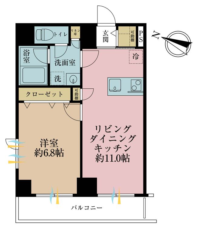 その他 1LDK、専有面積41.47m2、バルコニー面積4.7m2