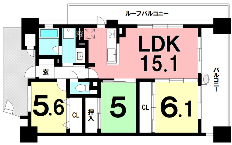 間取り 3LDK【専有面積71.71m2】11月末に賃借人が退去予定です！内覧は12月以降可能です♪