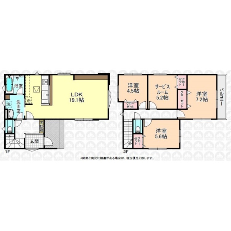 間取り 明るく開放感のある19.1帖LDKの間取りです。