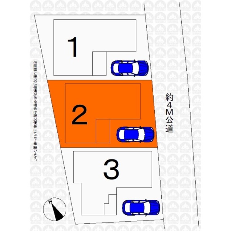 地図 車の出し入れがしやすいカースペース（実測図ではありません）