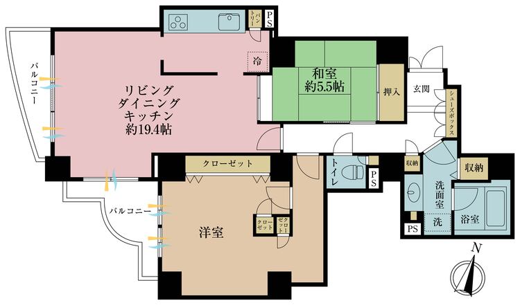 その他 2LDK、専有面積89.8?、バルコニー面積9.31? 