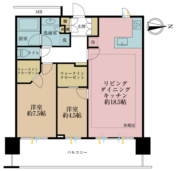 その他 2LDK、専有面積71.38m2、バルコニー面積17.6m2