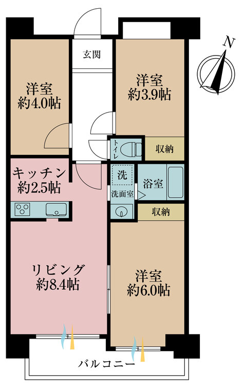 その他 3LDK、専有面積53.9m2