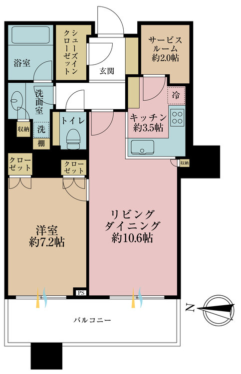 その他 1LDK+S（納戸）、専有面積57.16m2、バルコニー面積11.5m2