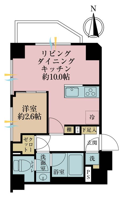 その他 1LDK、専有面積34.74?、バルコニー面積3.53? 