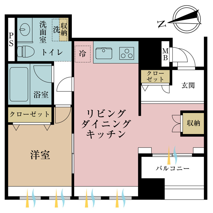 その他 1LDK、専有面積43.23m2、バルコニー面積3.38m2