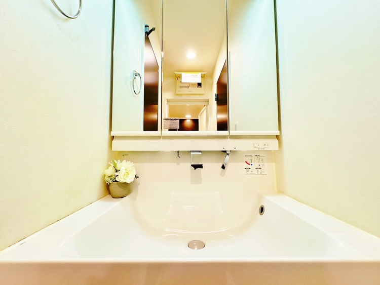 洗面 何かと物が増える場所だからこそ、スッキリと見映えの良い空間に。