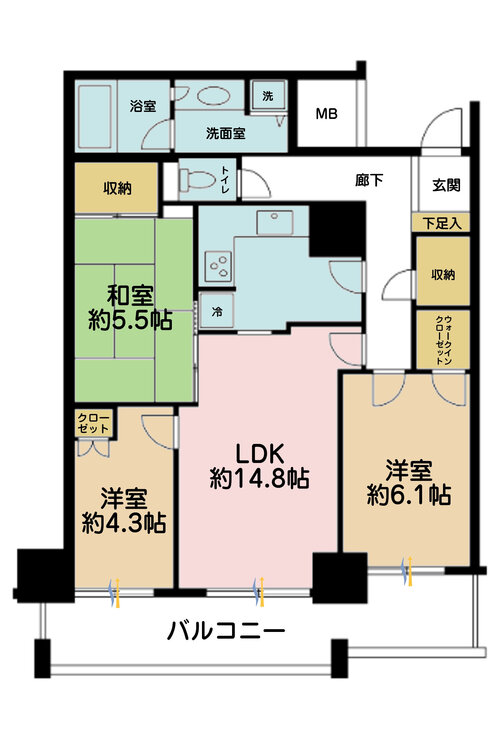 その他 3LDK、専有面積72.82m2、バルコニー面積11.85m2